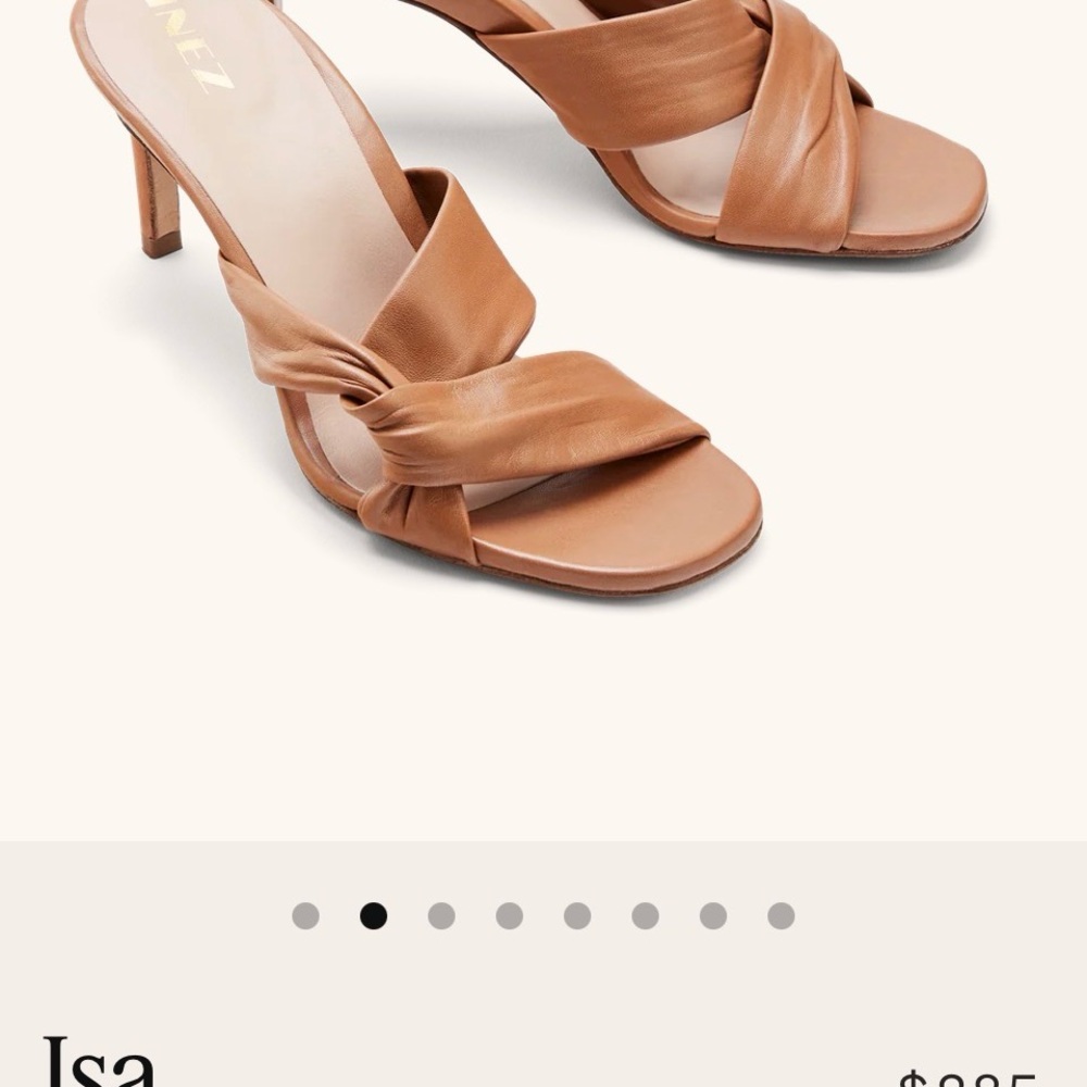 Knot-Front Tan Leather Heeled Mules